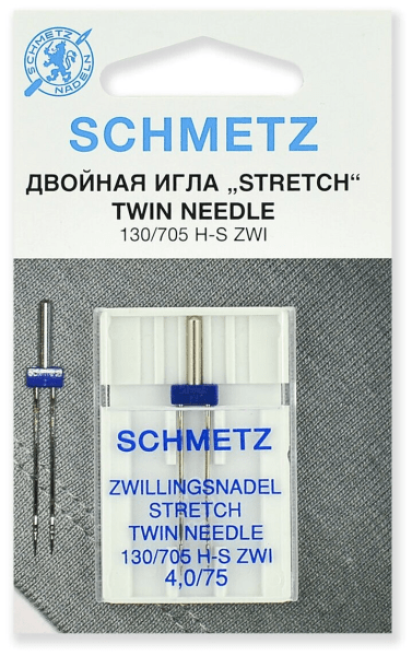 Иглы Schmetz стрейч двойные 130/705 H-S ZWI 4,0/75, 1 шт в Альметьевске